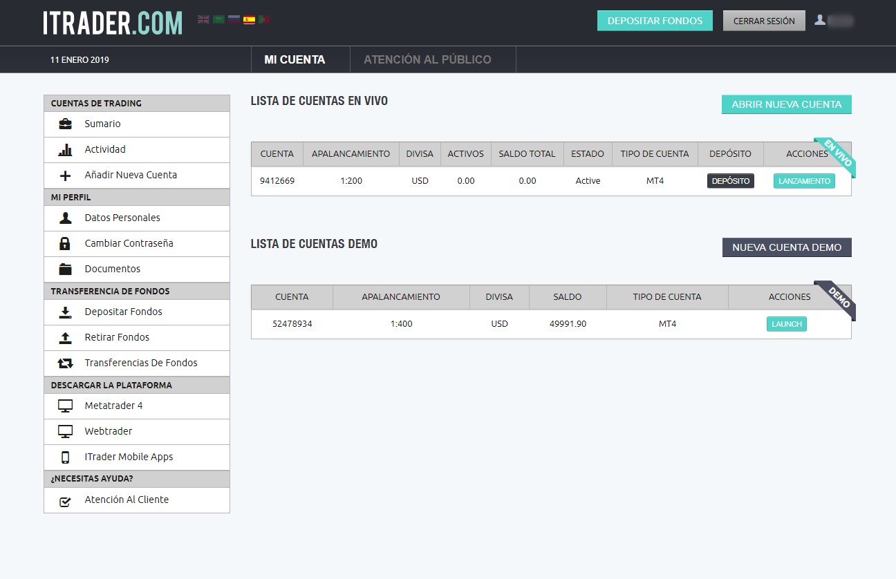 Dashboard Itrader