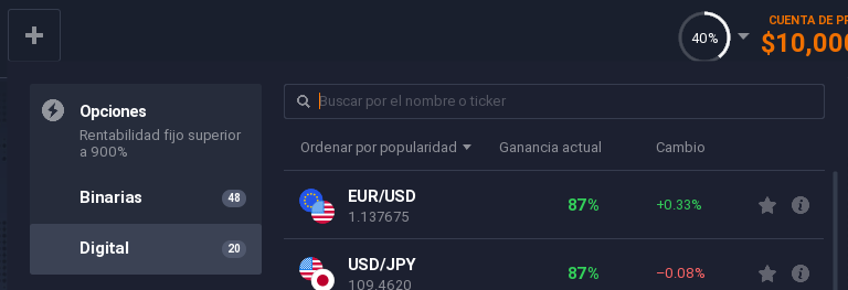 Opcion digital iq option