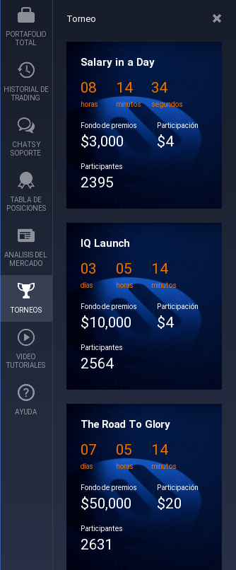 Torneos plataforma iq option