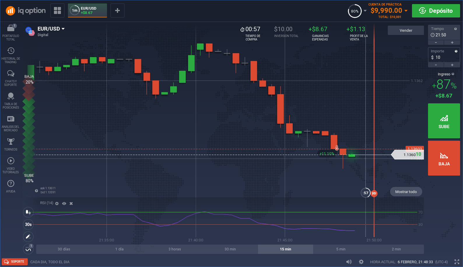 baja ganancia iq option