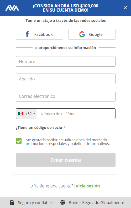 formulario cuenta demo avatrade
