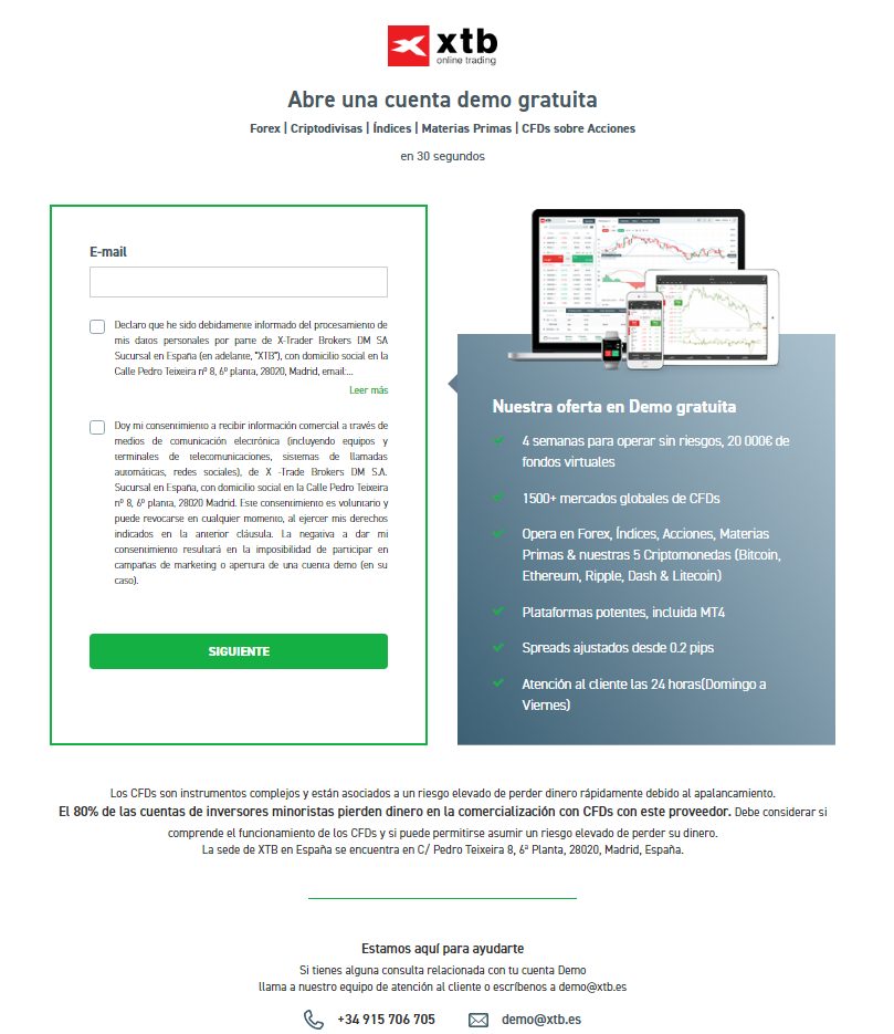 formulario inscripción xtb
