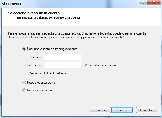 Usuario clave itrader