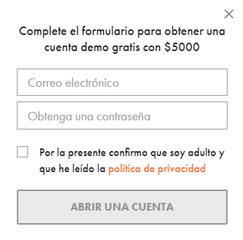 ventana datos inscripción demo libertex