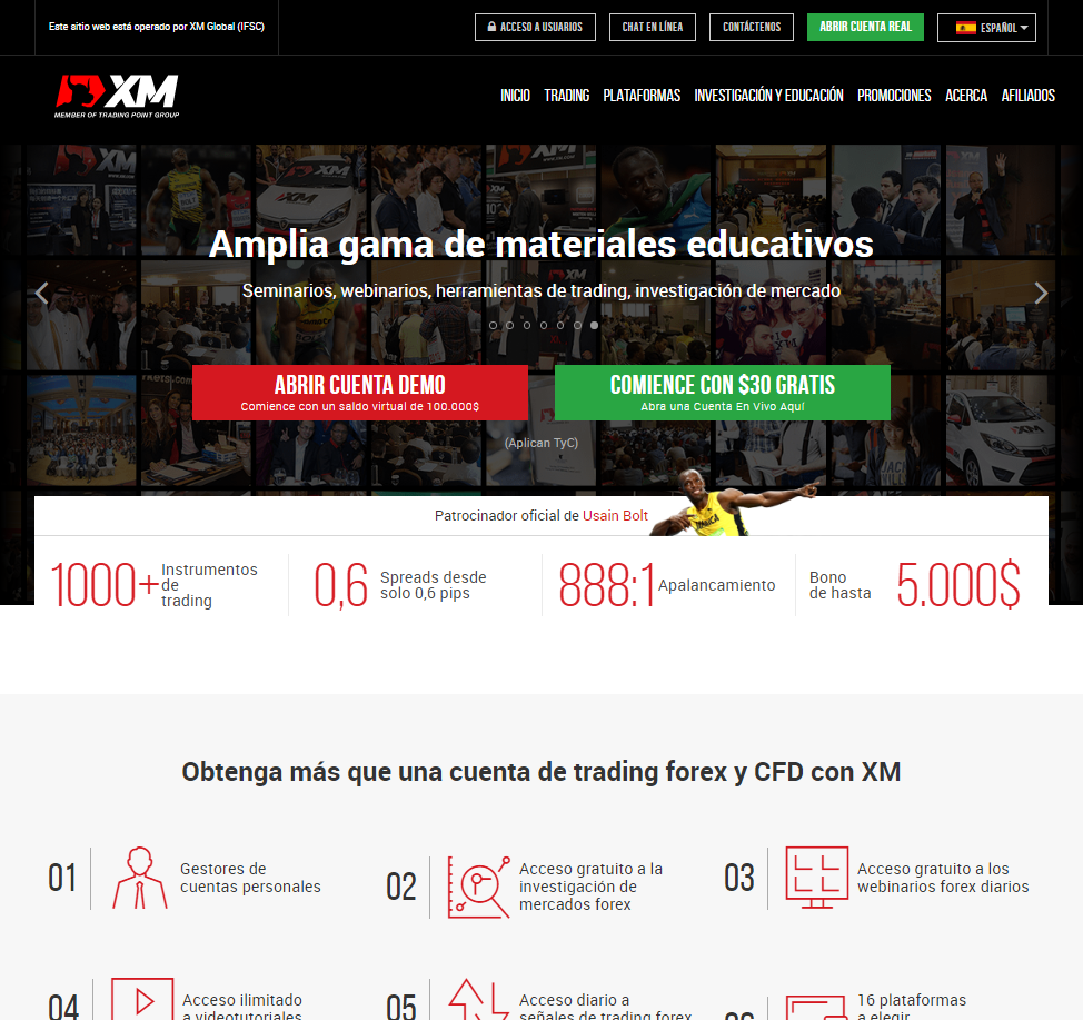 landing page xm.com