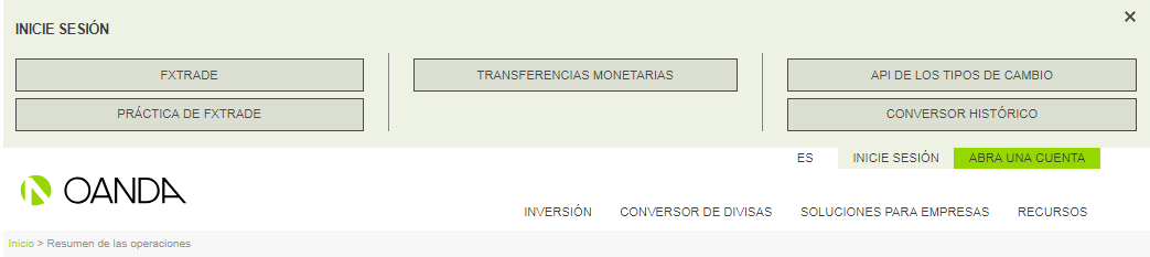 inicio sesión oanda