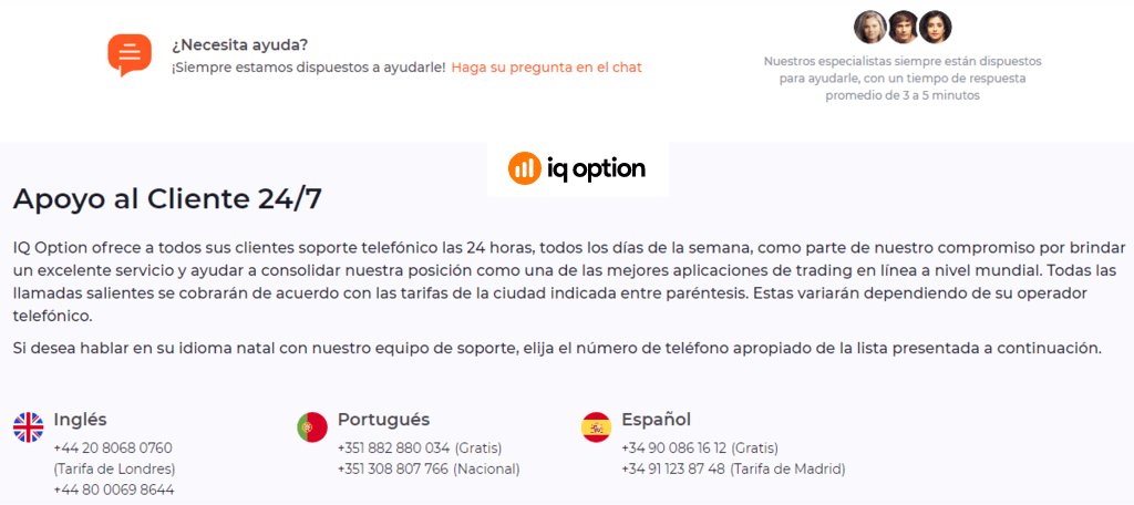 asistencia al cliente iqoption