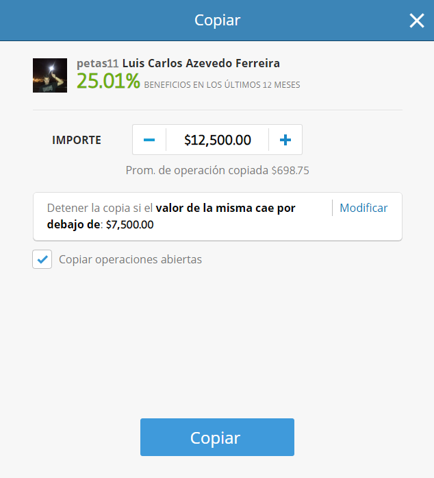 copytrading popular inversor