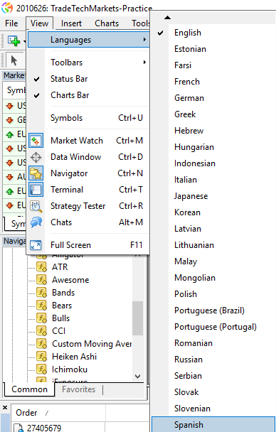 languages Demo MetaTrader 4 markets