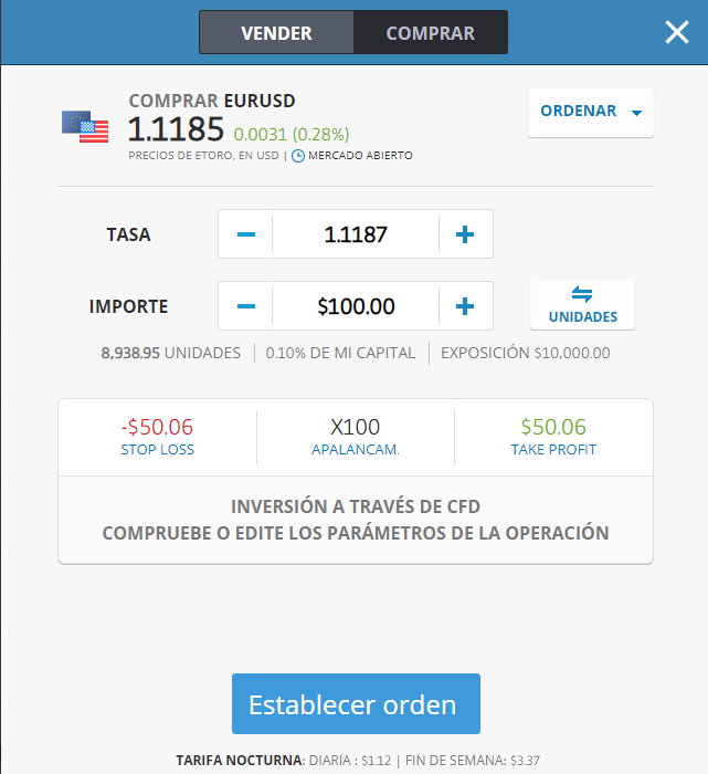 orden pendiente plataforma etoro