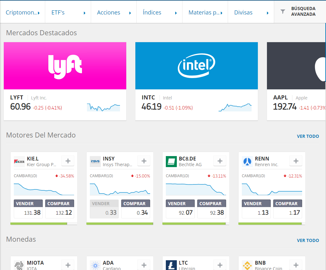 activos disponibles etoro