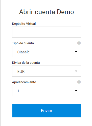 formulario caracteristicas cuenta demo