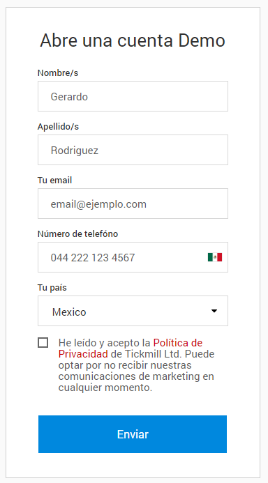 formulario cuenta demo tickmill