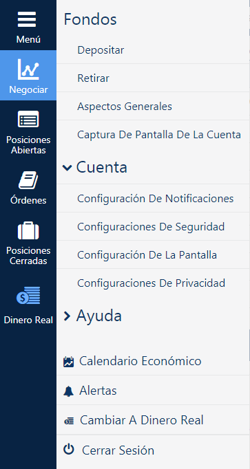 panel cambio dinero real plus500