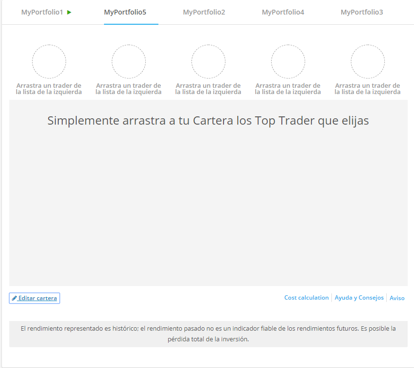 Límites del constructor de carteras de Ayondo 2