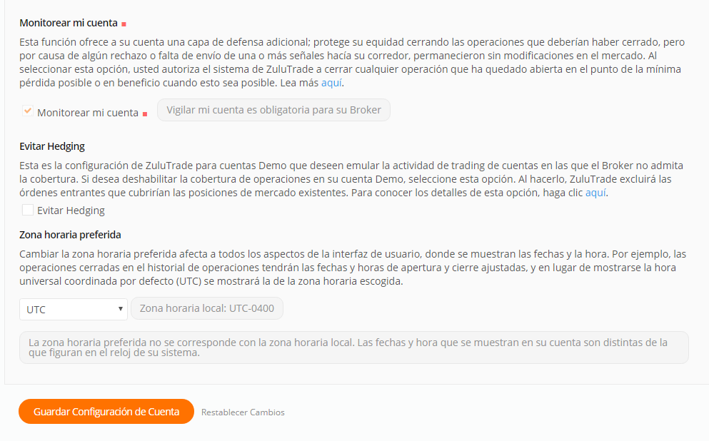 configuración cuenta zulutrade 2