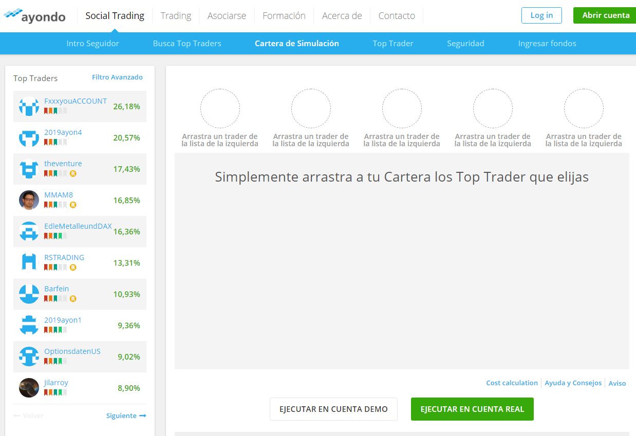 sección ayondo portfolio builder