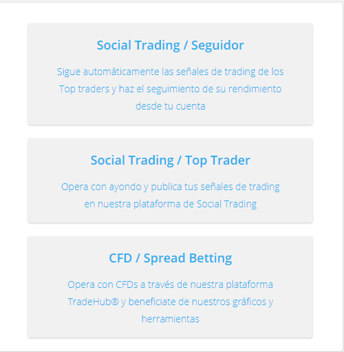 tipo de cuenta social trading ayondo