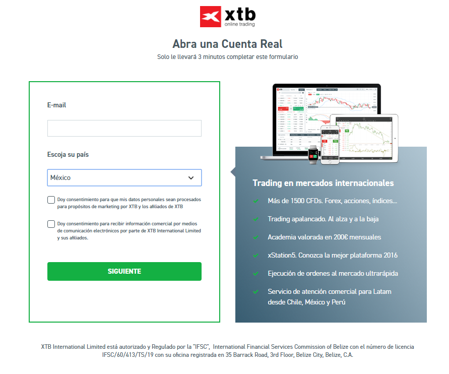 Apertura de cuenta real en XTB