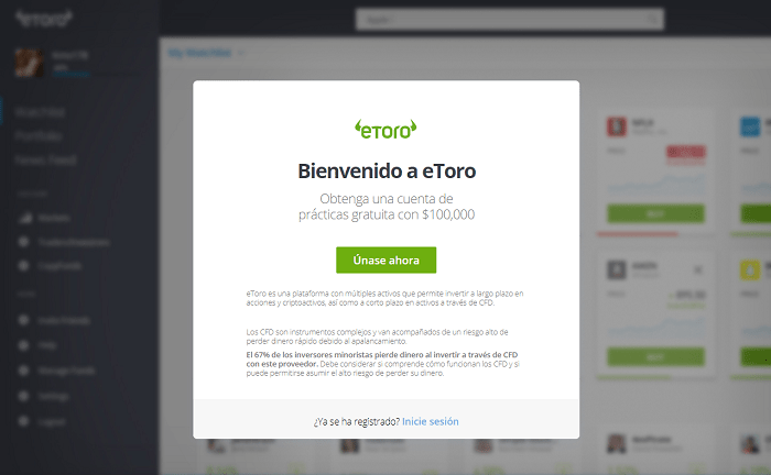 abrir cuenta eToro demo