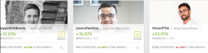 tres gurus de etoro con un alto rendimiento