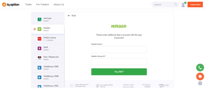 depositar IQ option neteller