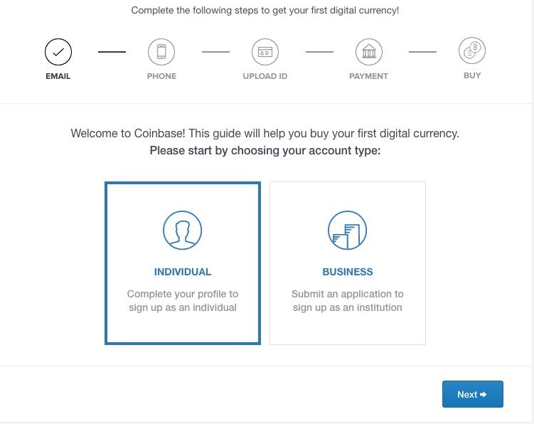 Procedimiento de verificación de identidad Coinbase