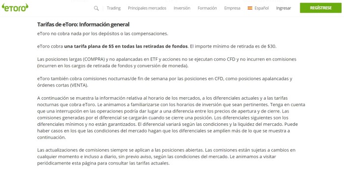 etoro comision retirada