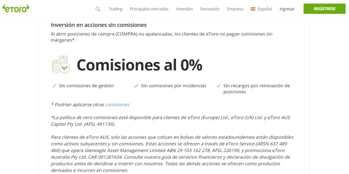 etoro comisiones acciones
