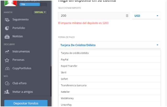 etoro chile metodos pago