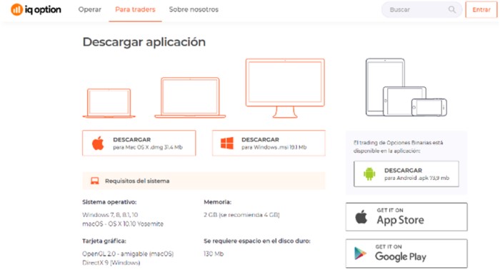 IQ Option Mexico aplicacion movil