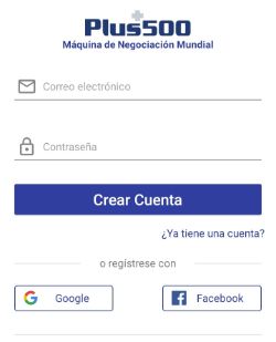 creando cuenta desde la app plus500