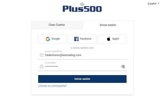 iniciar sesion plus500