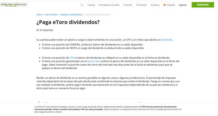 etoro paga dividendos