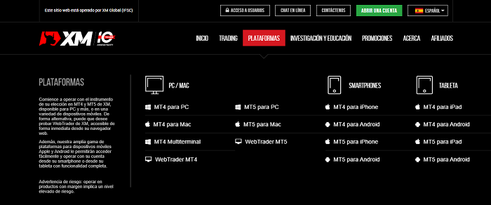 16 plataformas XM