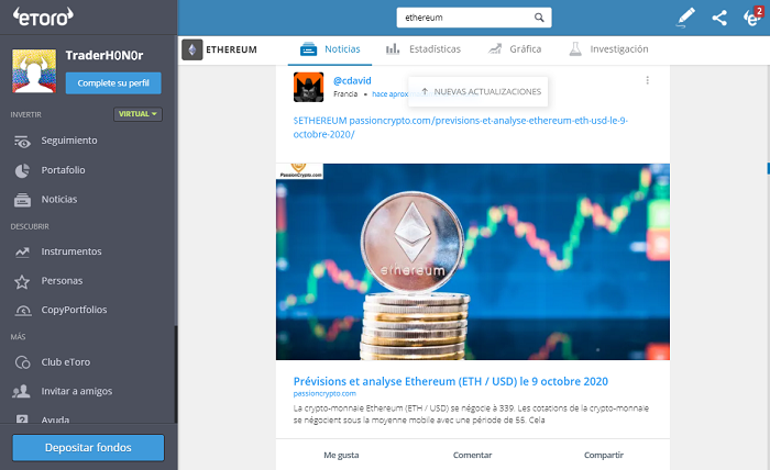 Pronóstico Ethereum eToro previsión