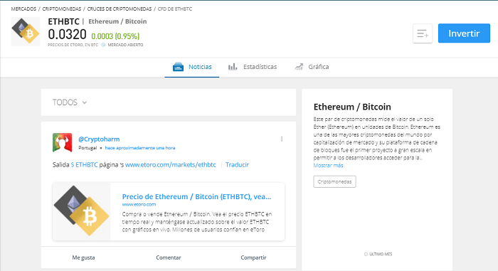 cruce Ethereum Bitcoin
