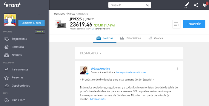 Nikkei 225 eToro