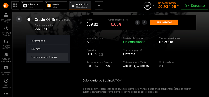 Petróleo Brent IQ Option