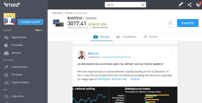 euro stoxx 50 eToro