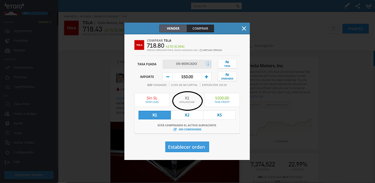 comprar tesla sin comisiones apalancamiento