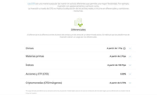 etoro comisiones diferenciales