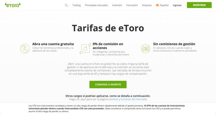 etoro comisiones tarifas