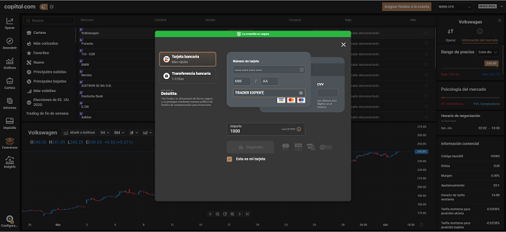 realizar deposito capital.com