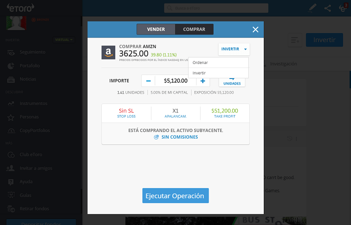 vender comprar eToro