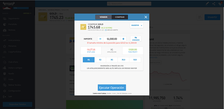 ejecutar operacion oro etoro