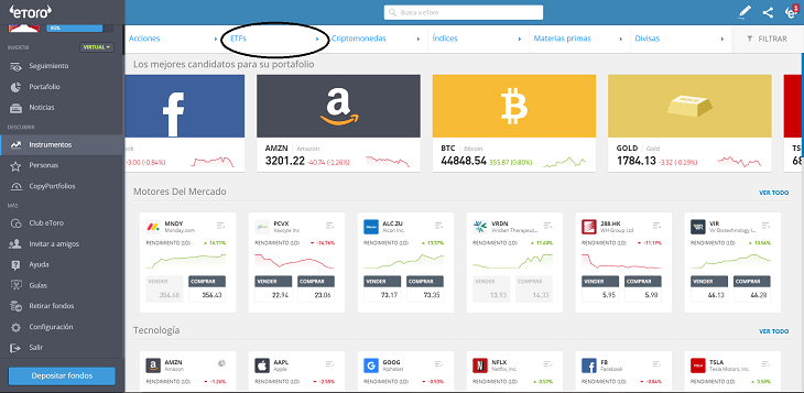 instrumentos etf etoro