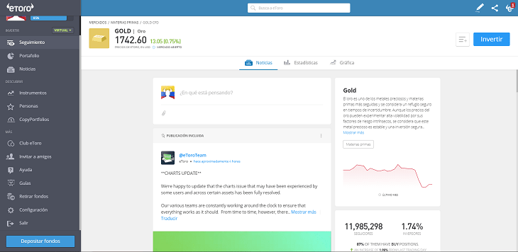 operar oro etoro