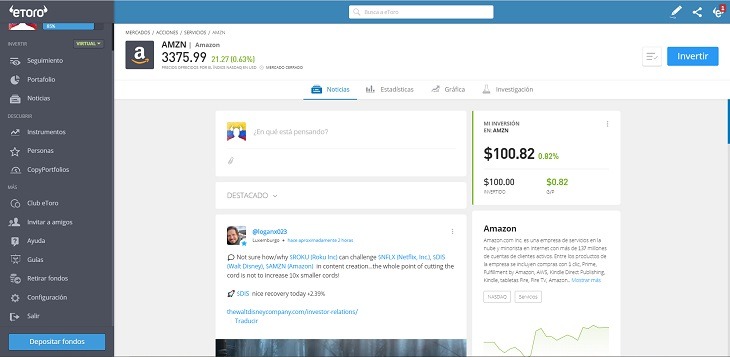 pagina acciones amazon