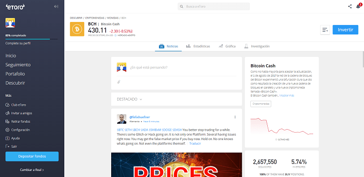 perfil bitcoin cash
